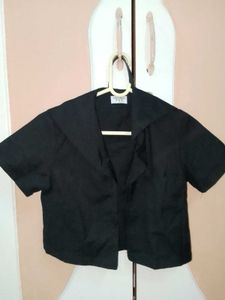 Black Shirt Crop Top For Women