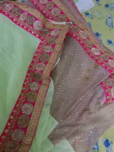Partywear Green Sequence Saree