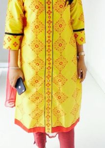 Yellow Printed Kurta