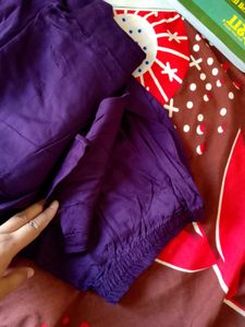 Purple Embroidered Kurti Set