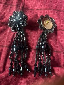 Black Beaded Earrings
