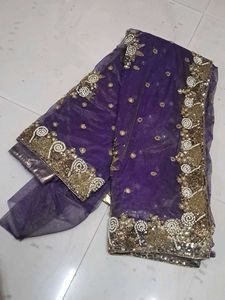 Elegant Purple Net saree