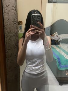 White Activewear Top By Terractive