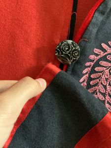 (for winters)Red- Black Embroidered Kurta