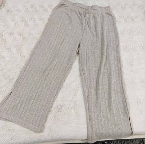 Wide Leg Knit Pants 3/4th