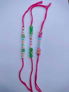 Pink Thread Name Rakhi Combo