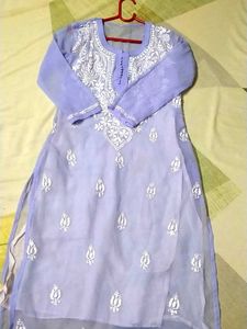 Lilac Embroidered Kurti With Inner