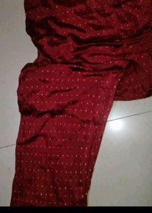 Burgundy Polka Dot Churidar Set Of Embroidery Kurt