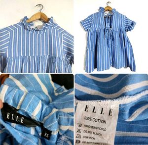 Blue Striped Casual Top 💙🛍️🛒