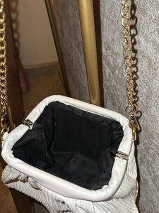 White Pleated Clutch