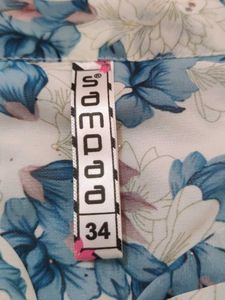 Beautiful Blue Print Flower Top For Girl 🫶🌺💙