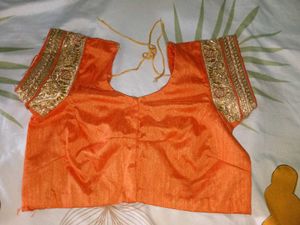 Orange &amp; Gold Sari Blouse