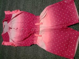 Cute Pink And Peach Polka Dot Romper