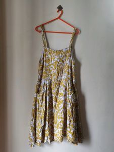 Yellow Floral Aline Dress