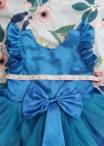 Pink Chick Green And Blue Satin Net Dress