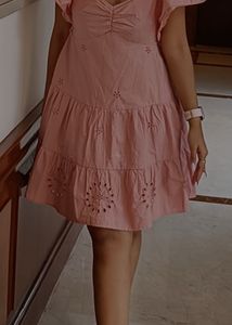 Pink Eyelet Mini Dress