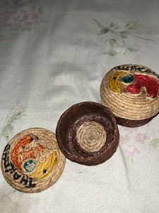 Small Cute Thailand Storage Boxes Made Of Jute Set Of 2
