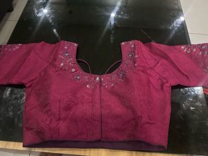 Not Used Elegant Maroon Embroidered Blouse