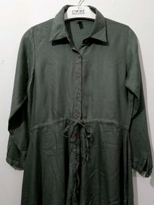 Olive Green Hi-Lo Shirt Dress