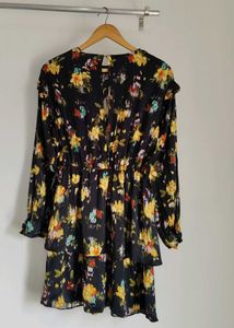 ZARA Ruffled Print Dress