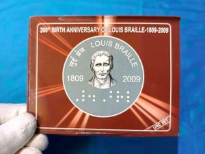 Louis Braille 2 Rupees UNC Coin Set India 2009