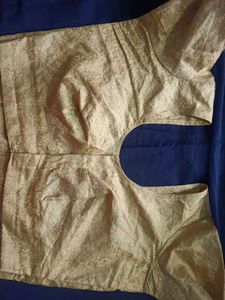 White Blouse Golden Zari Design