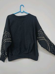 Embellished Sleeves Sweatshirt