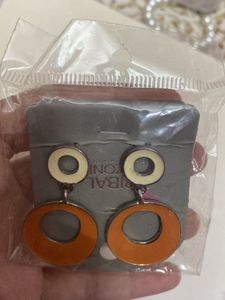 Orange Circle Drop Earrings