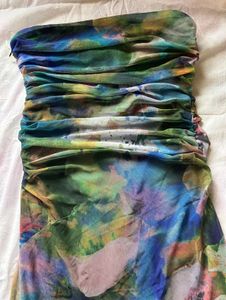 Blue Green Mesh Midi Dress
