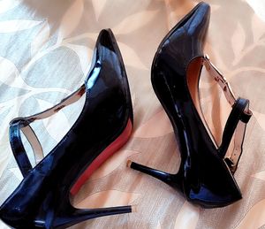 Black Stiletto Heel Pointed With Red soles