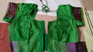 Beautiful Purple And Green Sari With Blouse
