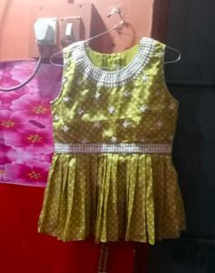 Green Embroidered Peplum Top