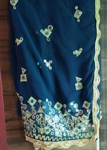 Saree Navy Blue 🔵 Mirror Work