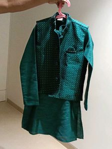 Lovely green Kurta pajama with Nehru jacket
