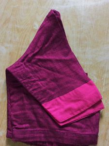 Green with Pink Tassels Linen Saree