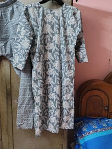 Grey Printed Kurta Set