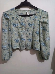 Floral Blue Crop Top
