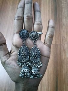Oxidized Jhumka Earrings