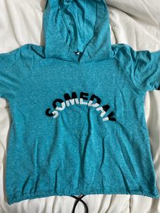 Y2K Blue Cropped Hoodie
