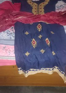 Patiala Salwar Suit With Net Dupatta