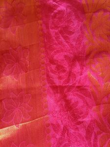 Blue And Pink Saree With Gold Border