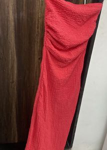 Coral Strapless Maxi Dress