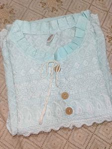 Cute Blue Embroidered kurti