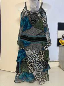 Pintrest Tiered Abstract Print Dress