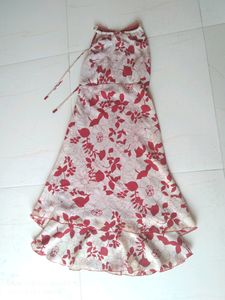 Floral Printed Red Dress
