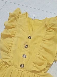 Yellow Ruffled Tiered Dress