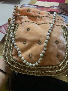 Pitch Pearl Beaded Potli