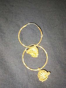 Gold Jhumka Hoop Earrings