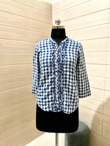 HOLLISTER Blue Plaid Gingham Top