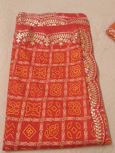 Elegant Red Bandhani Saree